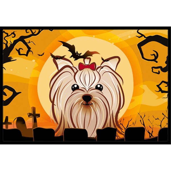 Jensendistributionservices Halloween Yorkie Yorkishire Terrier Indoor & Outdoor Mat, 18 x 27 in. MI2556843 - main